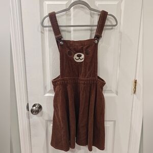 Hot Topic overall dress corduroy BEAR brown medium